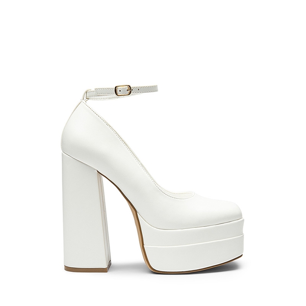 Women's High Heel Platform Pumps - WHITE-PU - 3